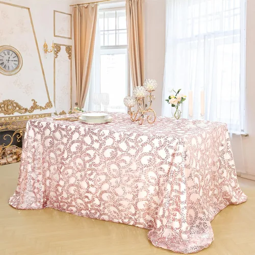 Vista 7 de B-COOL Mantel plateado de lentejuelas para mesa de boda con flores y Navidad, 90 x 90 pulgadas