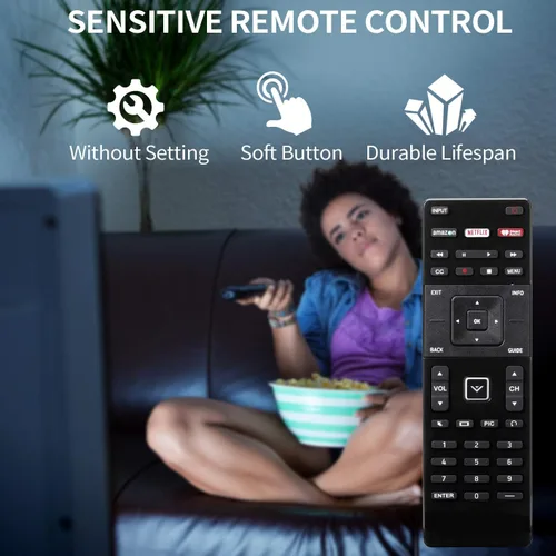 Vista 2 de XRT122 - Control remoto universal de repuesto para todos los televisores inteligentes Vizio E-Series D-Series LED HDTV