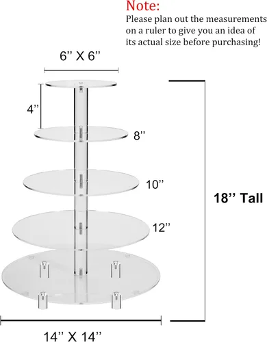 Vista 6 de Torre de 5 niveles para exhibir postres en fiestas de bodas. Material acrílico transparente, Transparente
