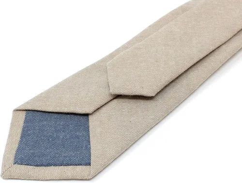 Vista 6 de Corbata delgada de algodón cambray para hombre, estilo desgastado texturizado - 2 1/2 pulgadas de ancho