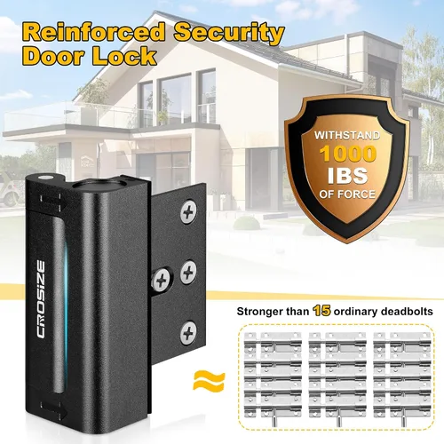 Vista 2 de Cerradura de seguridad para puertas del hogar, cerradura de refuerzo de metal mejorada, cerradura de seguridad para puertas de 3 pulgadas que