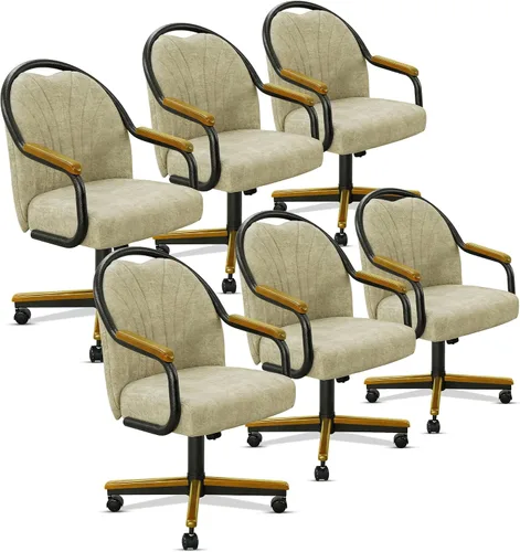 Vista 19 de Chromcraft Juego de 1 silla, silla con ruedas dobles suaves para cocina