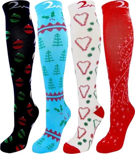 Vista 7 de Calcetines de compresión extra suaves con diseño navideño