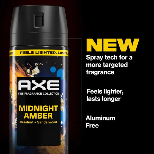 Vista 4 de AXE Fine Fragrance Collection Spray corporal Midnight Amber 72 horas de frescura sin aluminio, 2.9 onzas