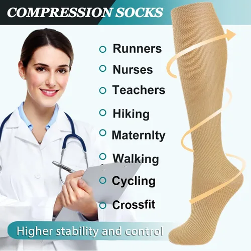 Vista 43 de ACTINPUT 8 pares de calcetines de compresión para mujeres y hombres, medias de compresión de apoyo para médicos, correr, atletismo