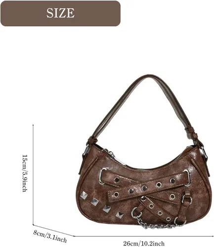 Vista 5 de Bolso vintage Y2K Punk, bolso de mano gótico de moda retro