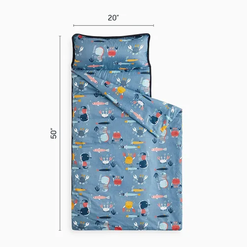 Vista 2 de Wake In Cloud - Tapete para siesta para niños pequeños con almohada y manta, tela 100% algodón, para niños y niñas en guardería, jardín de infantes