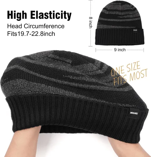 Vista 2 de Wmcaps Gorros de invierno para hombres y mujeres, gorro de invierno con forro polar cálido