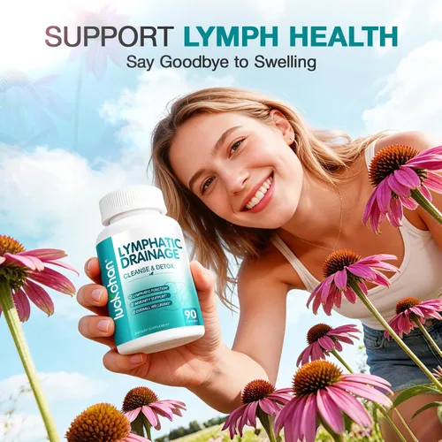 Vista 6 de Suplementos de drenaje linfático, suplemento herbario natural para la salud inmunológica y equilibrio de líquidos, con equinácea, diente de león, 90