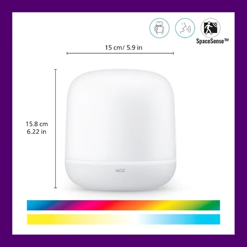 Vista 2 de WiZ Connected Hero v2 - Lámpara de mesa portátil inteligente, habilitada para WiFi, 16 millones de colores, compatible con Alexa y Google Home