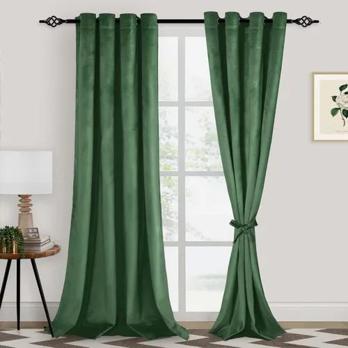 Vista 52 de XWZO Cortinas de terciopelo azul de 63 pulgadas de largo, elegantes cortinas de lujo suaves para sala de estar, aislamiento térmico, oscurecimiento