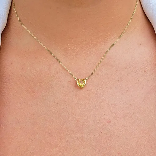 Vista 28 de 18K Solid Yellow Gold Genuine Gemstone Choker Necklace, 15 inches Chain Pendant Dainty Necklace gift for her