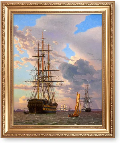 Vista 7 de A&T ARTWORK A Brisk Breeze por Willem van de velde Reproducciones de pintura de velero, impresiones en lienzo giclée para decoración del hogar, 20 x