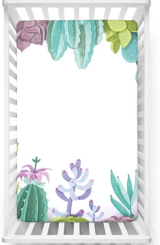 Vista 8 de Sábanas ajustables para cuna de minicuna con temática de arte acuático, tabla de madera exótica, para niños pequeños, sábanas de colchón para cuna