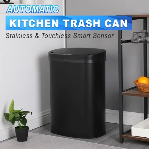 Vista 12 de 24/7 Shop at Home Freeway - Tapa de metal con sensor de movimiento para cocina, 13 galones, color negro