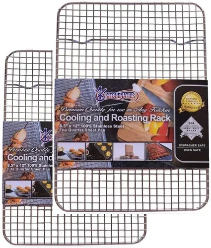 Vista 14 de KITCHENATICS Bandeja de Enfriamiento Pequeña de Cuarto de Hoja para Cocinar y Hornear, Parrilla de Acero Inoxidable Segura para Horno, Parrilla