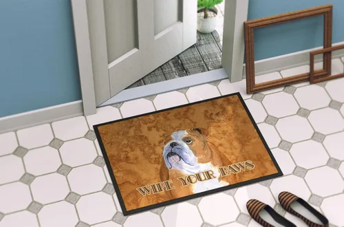 Vista 4 de Caroline's Treasures SS4893MAT Bulldog English Wipe Your Paws - Tapete para puerta delantera, 18 x 27 pulgadas, tapete para puerta delantera