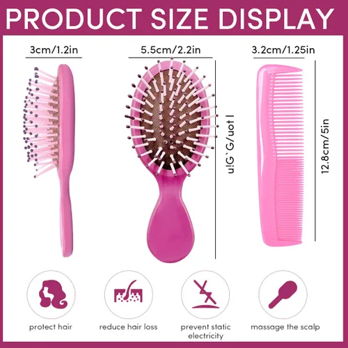 Vista 2 de Paquete de 15 mini cepillos para cabello mojado, mini cepillo desenredante para cabello húmedo y seco, cepillo compacto de viaje para adolescentes