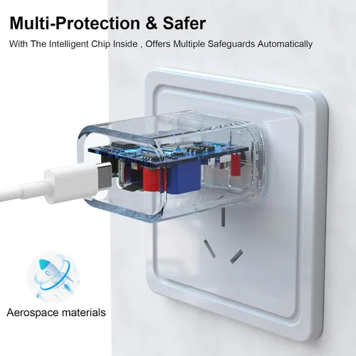 Vista 3 de iGENJUN - Paquete de 3 cargadores de iPhone [certificado MFi], bloque de cargador de pared USB C de 20 W PD con cable tipo C a Lightning de 6 pies
