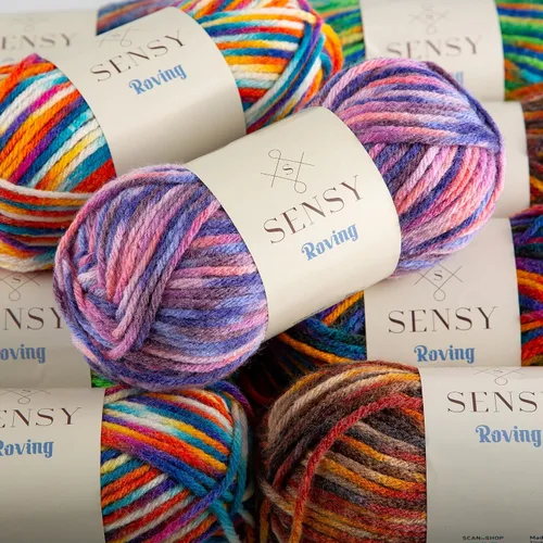 Vista 8 de Sensy Roving - Ovillo de lana multicolor, 3.5 onzas, 132 yardas, calibre 5, voluminoso (otoño)