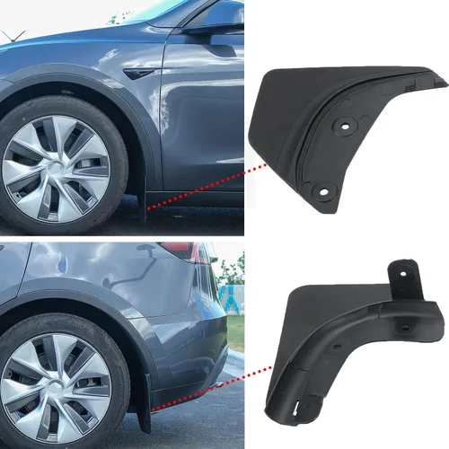 Vista 3 de Solapas de barro Jawjut, compatibles con Tesla Model Y 2023 2024, accesorios de protección contra salpicaduras, no requiere taladrar, negro