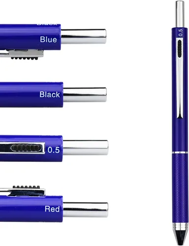 Vista 13 de DUNBONG Bolígrafo multicolor 4 en 1, bolígrafo multifunción con carcasa de metal, lápiz mecánico de 0.020 in, rojo, azul y negro, 1 unidad (negro)