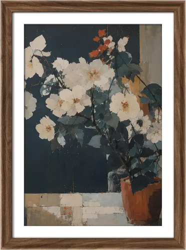 Vista 238 de MUDECOR Lienzo enmarcado prémium para pared, pinos nevados en bosque de invierno, ilustraciones modernas, arte contemporáneo, escénico, divertido