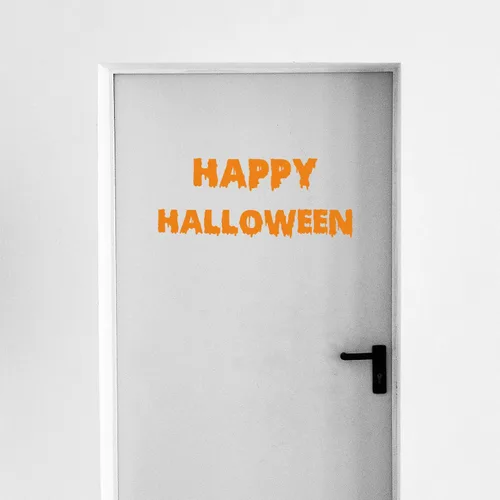 Vista 2 de Calcomanía de vinilo para pared, diseño de Feliz Halloween, 9.5 x 23 pulgadas, divertido limo con letras de felicitación de temporada, para niños