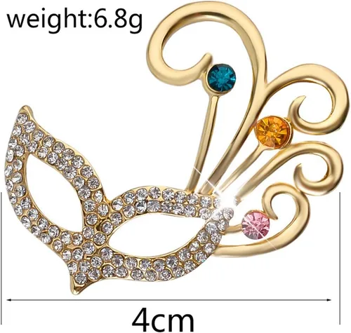 Vista 2 de Broche de máscara de moda para mujeres y niñas, delicados broches y alfileres de diamantes de circonita cúbica, ramillete de boutonniere, accesorios
