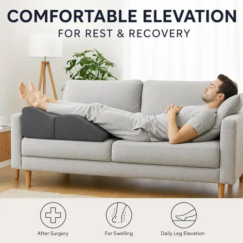 Vista 5 de itcozy - Almohada de elevación de piernas con espuma viscoelástica suave, almohada en forma de cuña para leer, descansar, cirugía, alivia el dolor