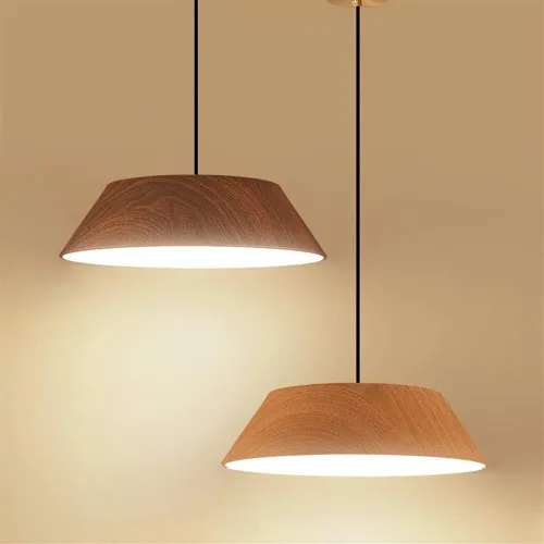Vista 4 de Moderna lámpara colgante LED de madera retro de granja, lámpara de suspensión ajustable rústica antigua para comedor, isla de cocina, cerca