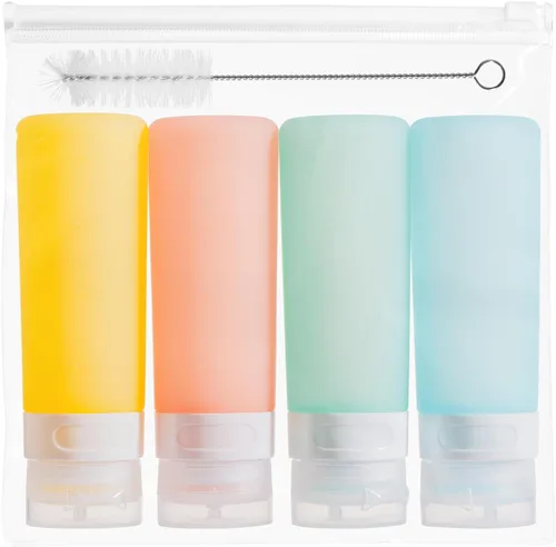 Vista 36 de MICEBAY Botellas exprimibles de condimentos para salsas, mini recipiente de silicona para aderezo de ensalada de 1 onza para llevar con bolsa
