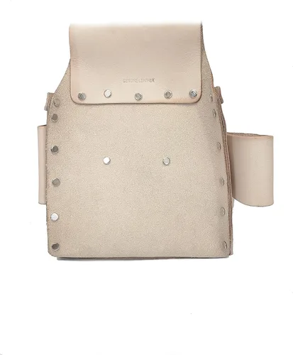 Vista 7 de Bolsa de cuero para herramientas de electricista con 6 bolsillos, bolsa de cinturón de herramientas de electricista resistente con soporte