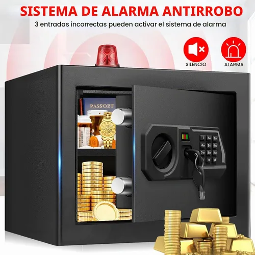Vista 7 de Caja fuerte pequeña de 1.3 Cub para uso doméstico, a prueba de fuego y agua, caja de seguridad digital ignífuga con cerradura de combinación