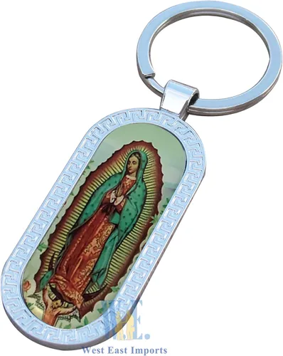 Vista 7 de 12 llaveros de metal para bautismo de Nuestra Señora de Guadalupe, regalo de fiesta de Nuestra Virgen de Guadalupe Llaveros, regalo de memoria