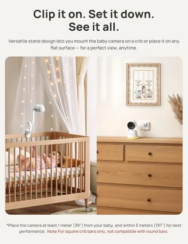 Vista 11 de Dr.Care LumiView Smart WiFi Baby Monitor con cámara y clip de montaje