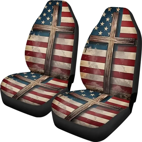 Vista 15 de Talayituse - Funda de asiento de coche con estampado de salpicaduras de pintura de la bandera americana, funda de asiento de cubo para vehículo, 4