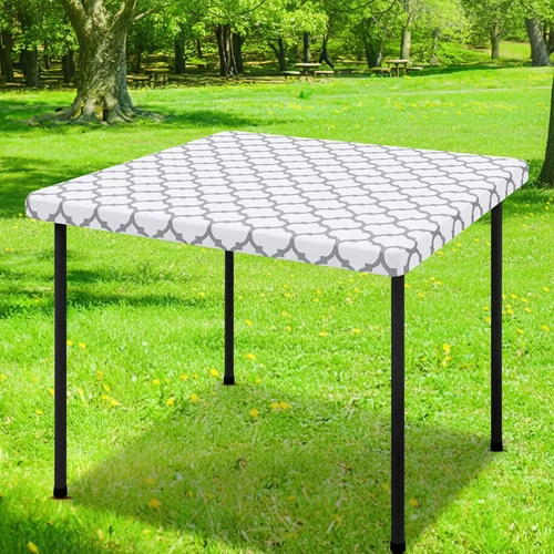 Vista 44 de Smiry Mantel cuadrado para mesa de pícnic, manteles de camping impermeables elásticos ajustables, protector de mantel de vinilo con respaldo de Gris