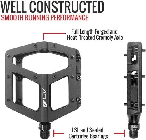 Vista 4 de BV Bike Pedals with Replaceable Pins Flat, Lightweight & Durable Bicycle Pedals with Great Grip Made of Alloy Steel & Plastic - Ideal for BMX