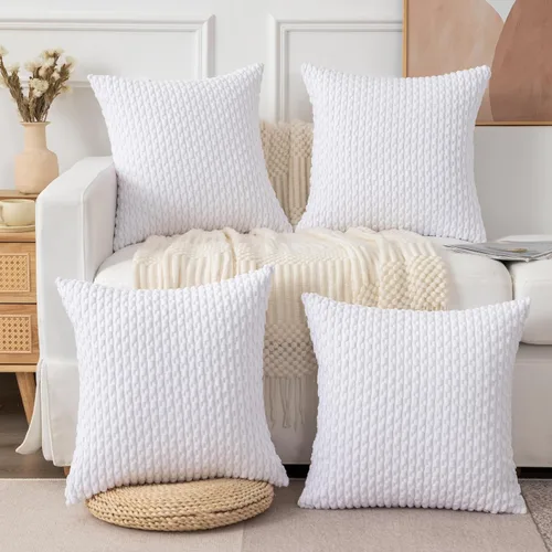 Vista 7 de UGS UGASA - Funda de almohada decorativa de pana suave de 18 x 18 pulgadas, funda de almohada cuadrada a rayas estilo bohemio para sofá, sala