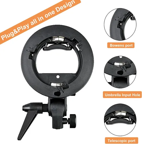 Vista 2 de Godox Soporte tipo S Bowens Mount Holder para Speedlite Flash Snoot Softbox Honeycomb y Godox TT685II V860III Flash
