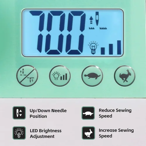 Vista 3 de FEIYUE FYe320 Máquina de Coser de Tamaño Completo con Pedal, Control de Velocidad, Resistente y Portátil, Pantalla LCD, 25 Puntadas Incorporadas, 6