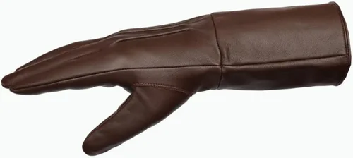 Vista 2 de Guantelete medieval renacentista para hombre sin forro de cuero genuino guantes de artilleríacaballeríainfantero largo brazo