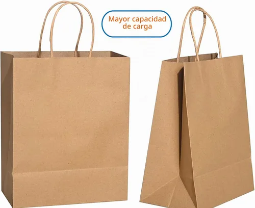 Vista 4 de Bolsas de papel kraft grandes de 57 libras con asas, 50 unidades, 12 x 17 x 7 pulgadas, bolsas de compras duraderas, reutilizables y ecológicas