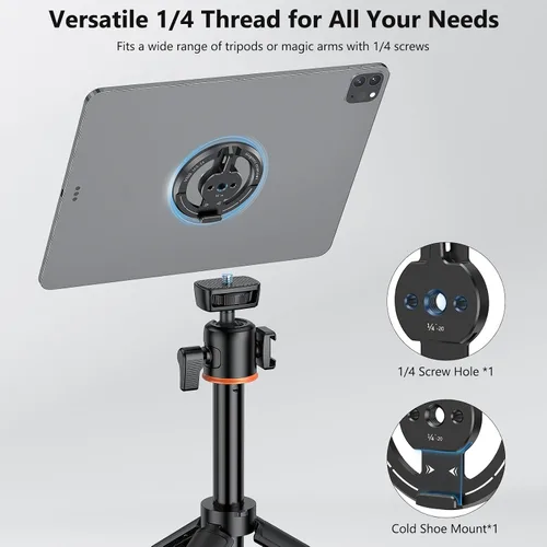 Vista 2 de VRIG MG-24 Soporte magnético para trípode compatible con Magsafe iPhone 17 16 15 14 13 12 Pro Max Plus Series, montaje de trípode magsafe con zapata