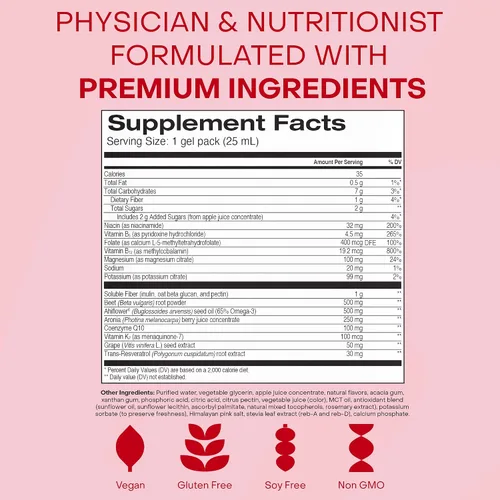 Vista 4 de Healthycell Heart & Vascular Health Suplemento líquido diario – Apoyo cardiovascular con polvo de raíz de remolacha, resveratrol, CoQ10, Omega-3