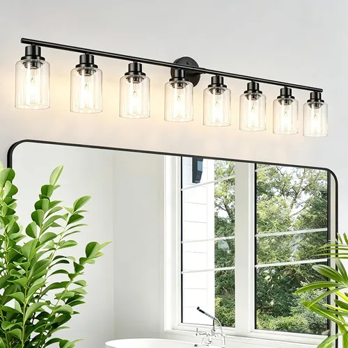 Vista 33 de Paquete de 2 luces de tocador de 1 luz, lámpara de baño de níquel cepillado con pantalla de vidrio blanco lechoso texturizado, accesorio