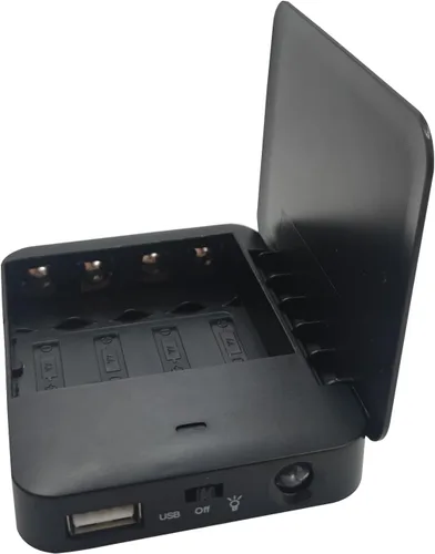 Vista 10 de Cargador de teléfono operado por batería con LED Banco de energía portátil con batería USB de emergencia alimentado por 4 pilas AA