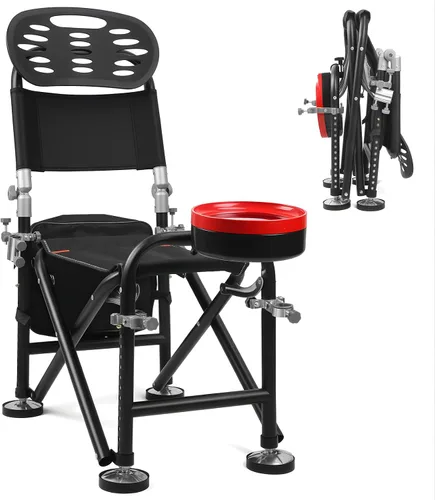 Vista 6 de Outdoor Camping Chair, Folding Chair, Expandable,Fishing Stool, Fishing Chair with Bag and Umbrella Rack, Chair Buckle, Tackle Box & Comfortable