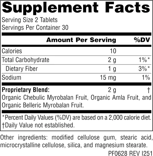 Vista 2 de Ayurvédicos planetarios Triphala 1000mg - 120 Tabletas
